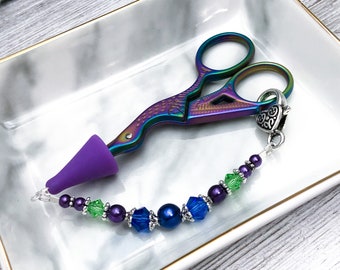 Jewel Tones Scissor Fob for Small Scissors | Sewing Accessory Gift, Birthday Gift for Quilter