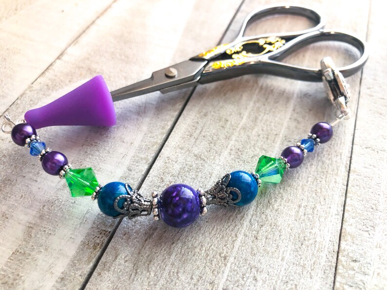 Beaded Scissor Fob with Tip Cover for Small Scissors Sewing Accessory Gift, Birthday Gift for Quilter image 4