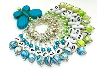 Row Counter Stitch Markers with Numbers and Butterfly Holder, Removable Markers for Knitting Or Crochet,  Birthday Gift for Knitter