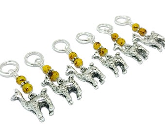 Alpaca Stitch Markers for Knitting, Llama Progress Keeper, Birthday Gift for Knitter Mom, Snag Free Beaded Animal Stitch Marker