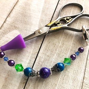 Beaded Scissor Fob with Tip Cover for Small Scissors Sewing Accessory Gift, Birthday Gift for Quilter image 8