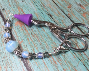 Sea Opal Beaded Scissor Fob, Sewing Accessories, Scissor Charm, Gift for Quilter, Birthday Gift for Quilter