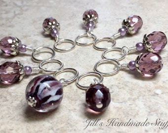 Purple Lamp Work Stitch Markers- SNAG FREE Knitting Markers- Gift for Knitters- Stitch Holders,   Birthday Gift for Knitter