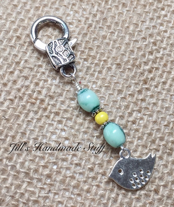 Beaded Zipper Pull Charm Bird Crochet Stitch Marker Key Chain, Wallet, or  Purse Charm , Mother's Day Gift 