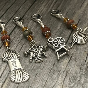 Removable Stitch Markers for Knitting OR Crochet,  Yarn Themed Gift Set, Stitch Holders, Stitch Marker charm Jewelry |, Mother&#39;s Day Gift