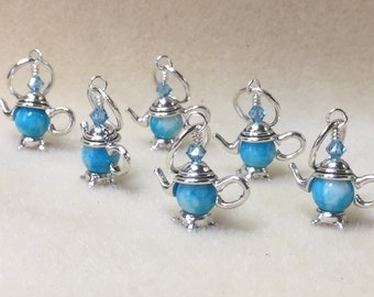 Teapot Stitch Markers for Knitting, Select Clasps for Crochet, Snag Free Knitting Marker, Gift for Knitter, Best Friend Gifts, Tea Set
