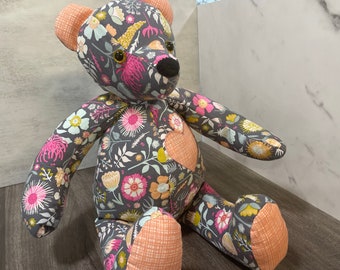 Customized 18 In. Memory Bear, Remembrance Bear, Baby Keepsake, Memorial Bear Gift Made from Loved One's Clothing, Embroidered Name Option
