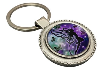 Fairy keychain charm for women.  Picture key ring for car keys. Key fob holder, gift for Mom, backpack charm