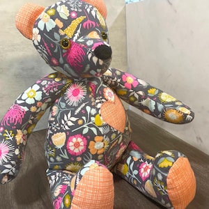 Custom 18" Memory Bear, Keepsake Remembrance Gift, Made From Clothing, Embroidery Available