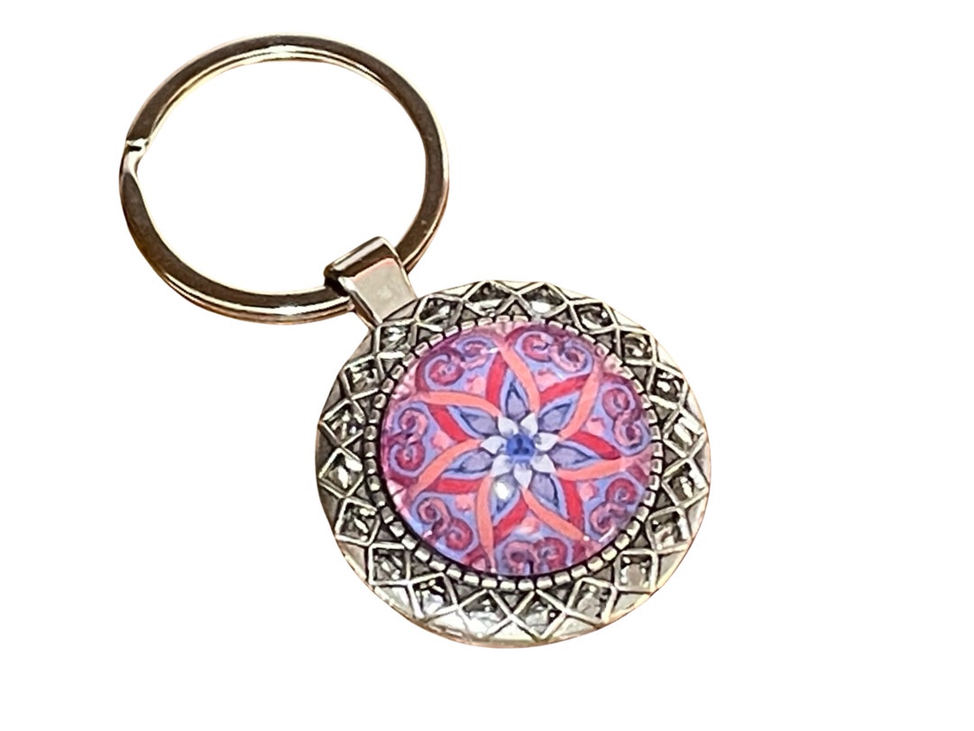 Pink Medallion Keychain: Ladies Handbag Charm, New Car Gift - Etsy