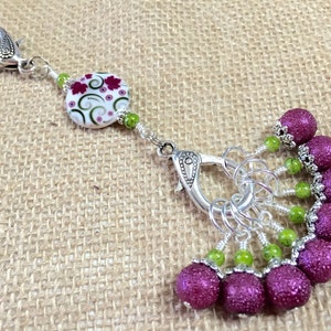 Raspberry Lime Stitch Markers & Knitting Lanyard | Snag Free | Gift for Knitters, Mother's Day Gift