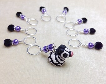 Zebra Stitch Marker Set for Knitting Projects, Select Clasps for Crochet, Snag Free Progress Keeper, Gift for Knitter, Birthday Gift for Mom