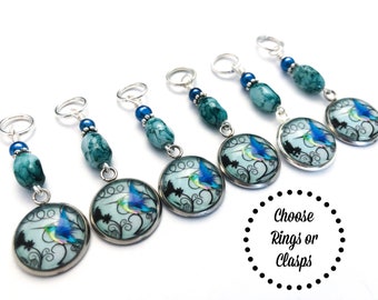 Hummingbird Stitch Markers for Knitting, Birthday Gift for Knitters, Choose Snag Free Rings or Lobster Clasps for Crochet