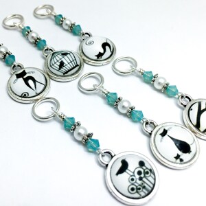 Cute Stitch Markers for Knitting, Select Snag Free Rings or Clasps for Crochet Markers, Cats & Birds Stitch Marker Charms, Gifts for Knitter