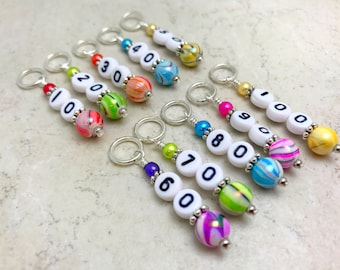 Number Stitch Markers, 10-100 Row Counter Stitch Marker, Gift for Knitters, Numbered Knitting Marker, Snag Free Progress Keepers
