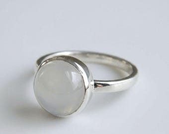 Rainbow Moonstone Ring Fine Sterling Sliver Rings Handmade Jewelry Gift for Her October Birthstone