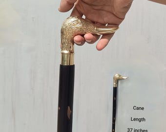 Victorian Walking Cane Brass Duck Head: Vintage Folding Walking Stick, Collectible Gift