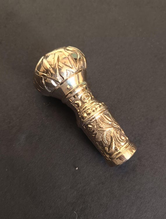 Ornate Brass Cane Handle Handcrafted Floral Walking Stick Knob: Traditional Cane