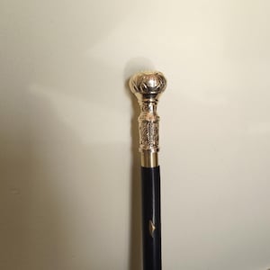 Floral Ornate Walking Cane, Handcrafted Floral Walking Cane Knob: Traditional, Cane, Collectible Cane, Solid Brass Walking Stick, image 5