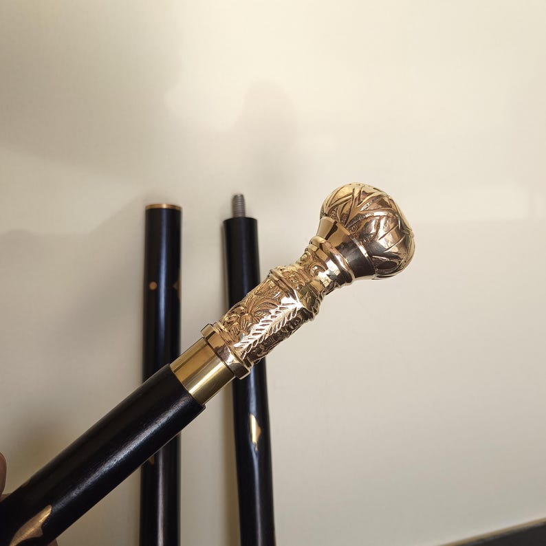 Floral Ornate Walking Cane, Handcrafted Floral Walking Cane Knob: Traditional, Cane, Collectible Cane, Solid Brass Walking Stick, image 20