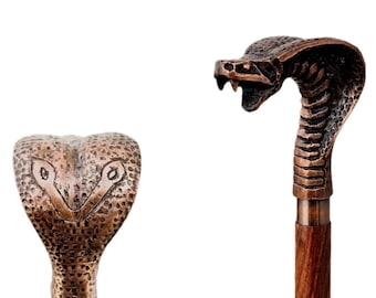 Antique Cobra Walking Cane, Handcrafted Walking Cane, Cobra Handle Walking Stick, Antique Cane, Victorian Cobra Cane, Collectible Cobra Cane