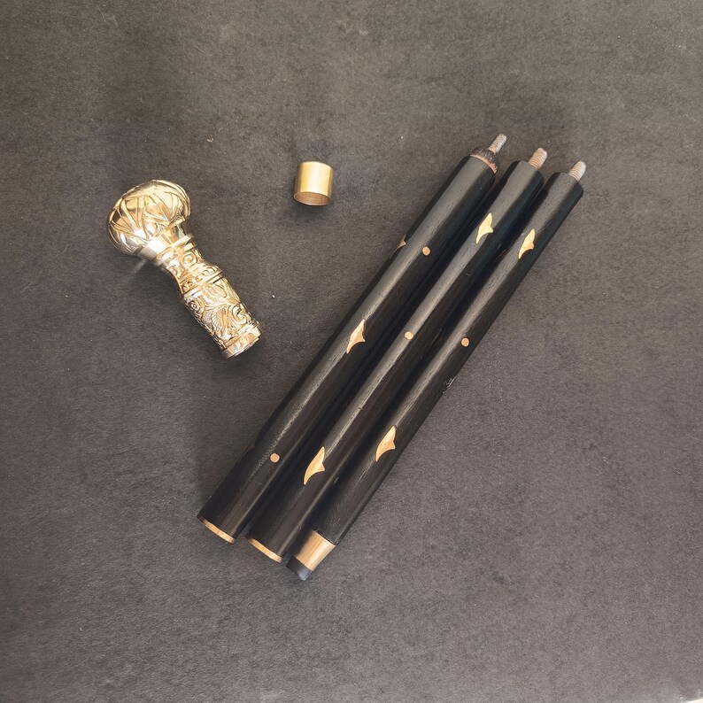 Floral Ornate Walking Cane, Handcrafted Floral Walking Cane Knob: Traditional, Cane, Collectible Cane, Solid Brass Walking Stick, image 13