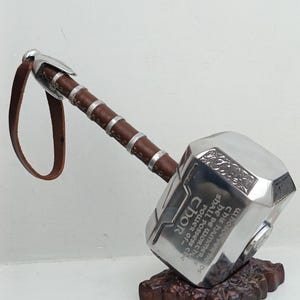 Mjolnir Thor Hammer Replica: Solid Aluminum, Leather Grip, Display Stand Marvel Thor's Replica Handmade