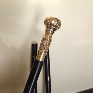 Floral Ornate Walking Cane, Handcrafted Floral Walking Cane Knob: Traditional, Cane, Collectible Cane, Solid Brass Walking Stick, image 19