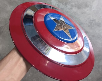 Metal Captain America Shield, Round Star Emblem Cosplay Prop, Wall Décor (18-24 inches)