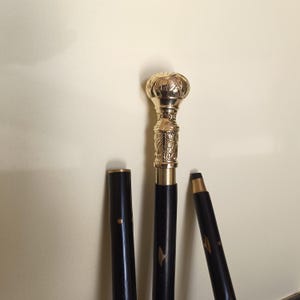 Floral Ornate Walking Cane, Handcrafted Floral Walking Cane Knob: Traditional, Cane, Collectible Cane, Solid Brass Walking Stick, image 3