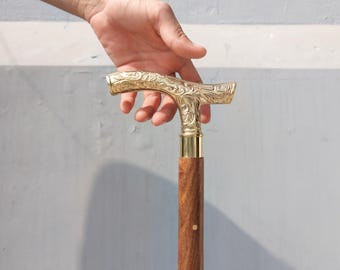 Handcrafted Walking Cane, Traditional Cane, Victorian Walking Cane, Floral Walking Cane, Collectible Wooden Walking Stick, Collectible Cane