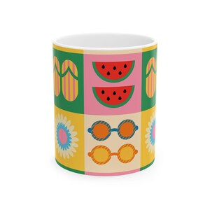 Vibrant Summer Ceramic Mug - Colorful Watermelon & Sunglasses Design, Perfect Gift for Beach Lovers, Summer Parties, Kitchen Decor, [...]