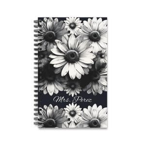 Personalized Floral Spiral Journal for Creatives, Elegant Blooming Diary for Teachers, Customizable Notebook, Gift for Moms and Brides