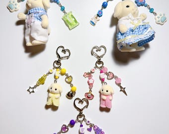 Llavero de familia de gatos Calico Critters Latte hecho a mano: amuleto kawaii