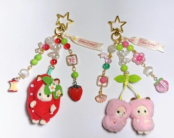Llavero de Calico Critters/Sylvanian Families: dijes para bolso con cuentas de la serie Fruits, hechos a mano.