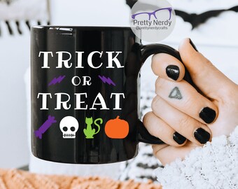 Trick or Treat Halloween Mug, coffee mug, unique mug