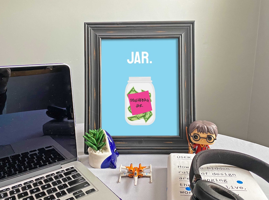JAR New Girl Inspiriert Digitaldruck, Douchebag Glasdruck, Wohndekor, TV Druck, Schmidt Druck