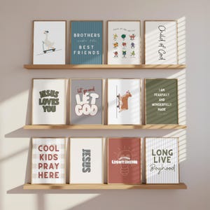 Kids Bible Verse Prints: Christian Playroom Decor (Digital Download Set of 12)