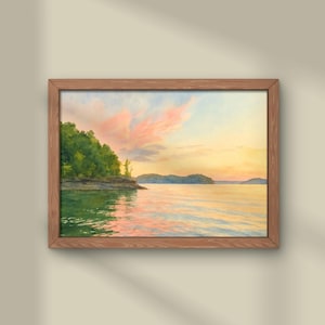 Lake Art Print, Lake Sunset, Digital Download, Watercolor Lake, Lake Cumberland Kentucky, Watercolor Art Print, Home Decor