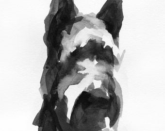 Scottie drawing, Scottish Terrier Ink wash sketch, scottie art, scottie collectable, Scottish terrier gift