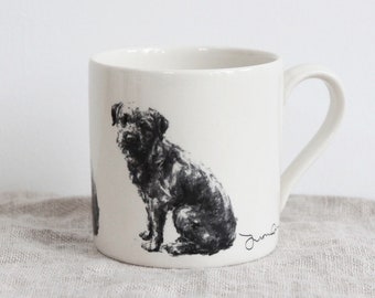 Dog lover gift, Border Terrier Mug, dog mug, border terrier pottery,  UK made, Fine Art pottery, Dog lover gift