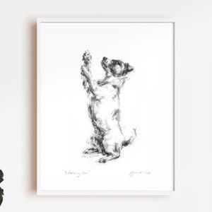 Dog drawing print, Jack Russell Terrier fine art dog print terrier gift, terrier art, terrier lover image 1