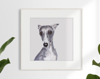 Whippet Art - unframed Ltd. Ed dog print Whippet Painting - Whippet gift, gift whippet lover, Sighthound Art, Whippet dog portrait, wall art