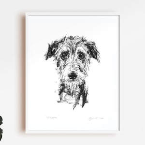 Dog drawing print, Lurcher "Winsome" - fine art dog print - dog sketch  lurcher gift, lurcher lover