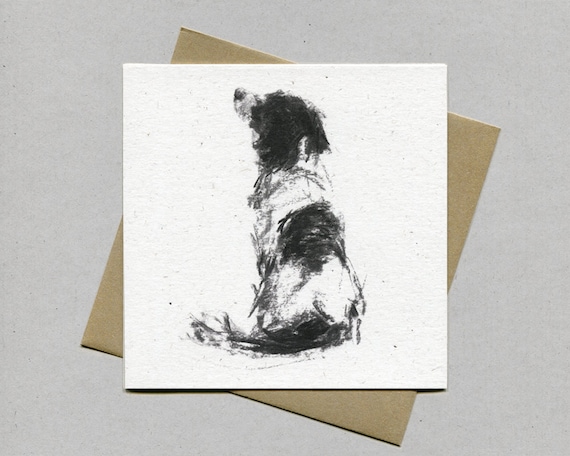 Sitting Springer spaniel card, spaniel greetings card - springer spaniel gift, spaniel lover, spaniel present, springer spaniel drawing card