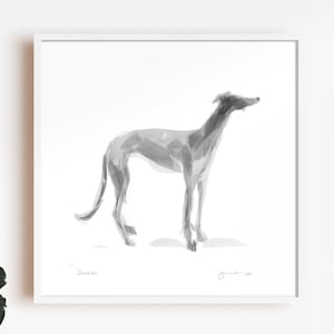 Greyhound drawing print, "Standstill"  - fine art dog print - lurcher, sighthound art, greyhound gift  - lurcher sketch print, galgo print,