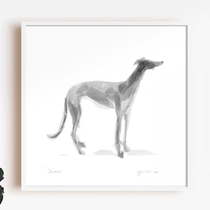 Greyhound drawing print, "Standstill"  - fine art dog print - lurcher sighthound greyhound gift - lurcher sketch print, galgo print,