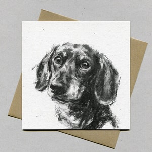Dachshund card, doxie greetings card - dachshund gift, dachshund lover, dachshund present, Dachshund dog drawing card