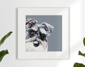 Mini Schnauzer dog painting - Collectable Ltd Ed. dog print - Schnauzer gift, Schnauzer lover, schnauzer portrait, dog portrait