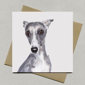 Whippet card,  whippet greetings card - whippet gift, whippet lover,  whippet present, whippet art, whippet painting